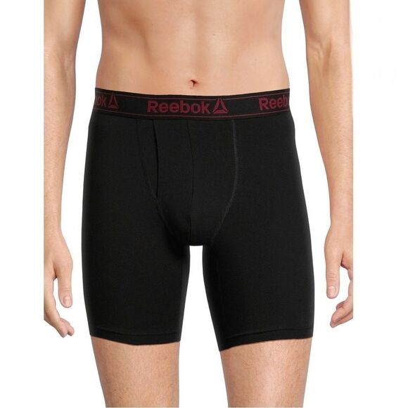 Reebok Stretch knit Cotton Long Leg Boxer Briefs, Black 2, 6-Packs Size 2XL - Picture 8 of 10